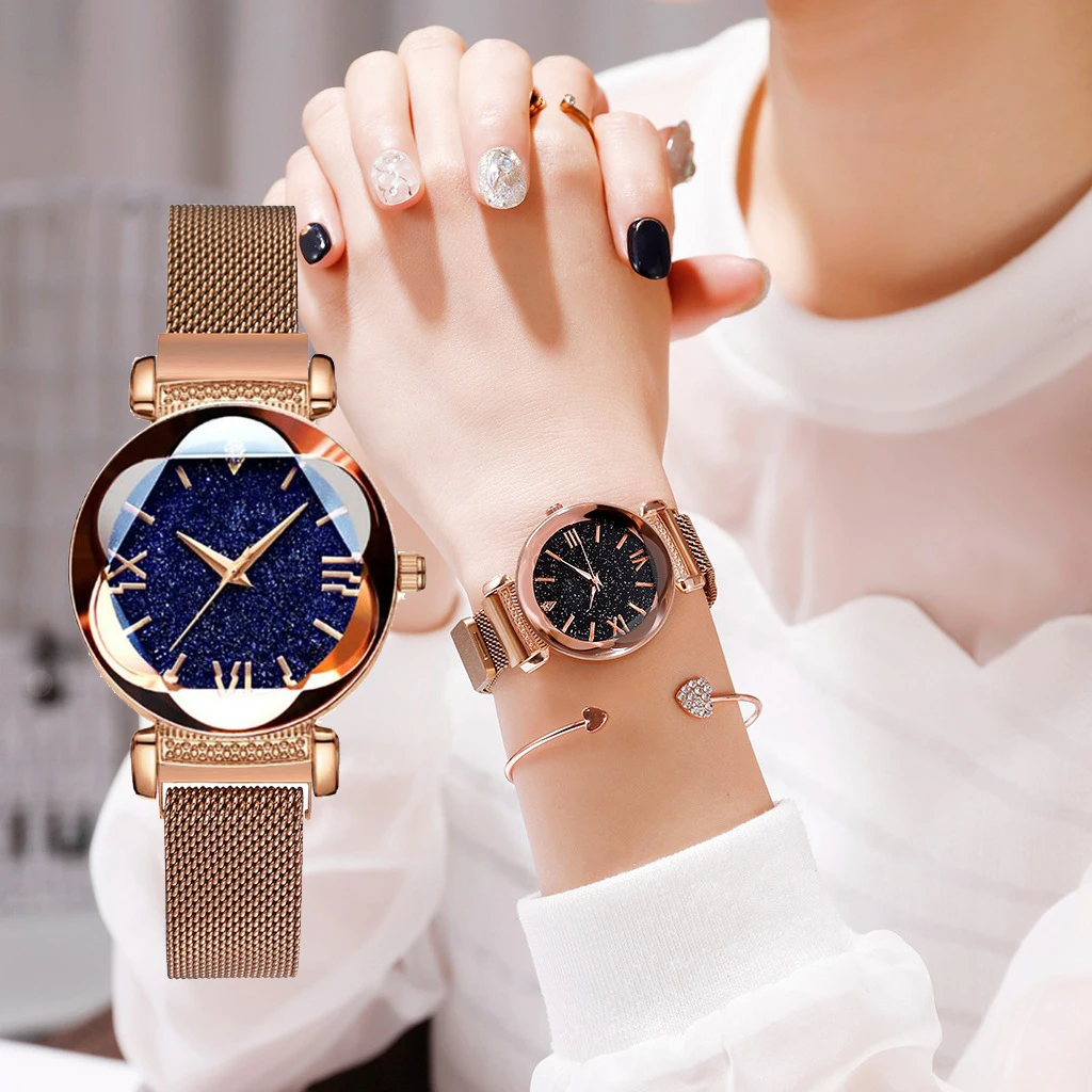 

New Women starry sky watch Quartz Watch Reloj Stainless steel Fashion Watches Montre femme Gift Women's wrist watch 2021 Clock