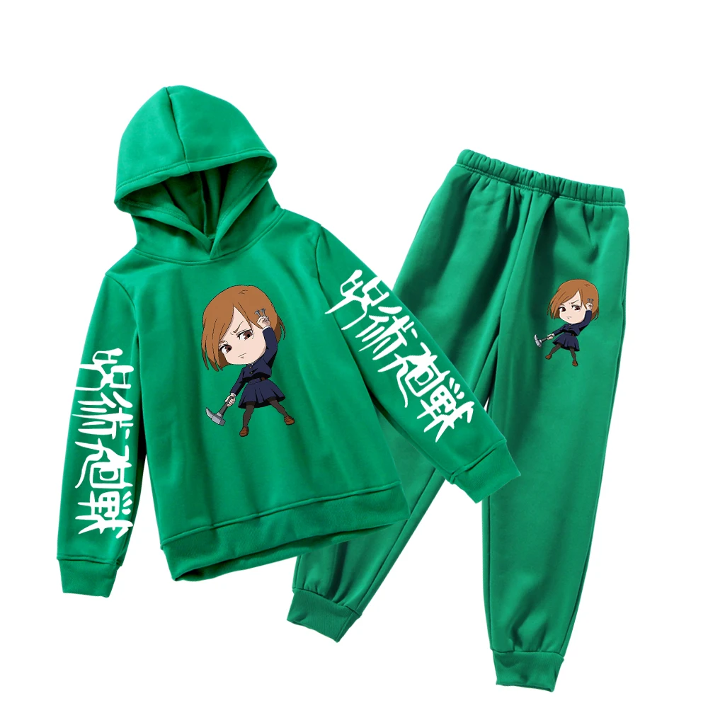 

Japan Anime Ju jutsu Kai sen Girls Tracksuit 2pcs/Set Sweatshirt and Sweatpants Children Boys Cotton Fleece Hoodies Pullover Set
