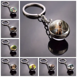 Dog Keychain Lovely Dog Picture Glass Ball Key Chains Animal Keychain Jewelry for Men And Women Dog  in Pakistan