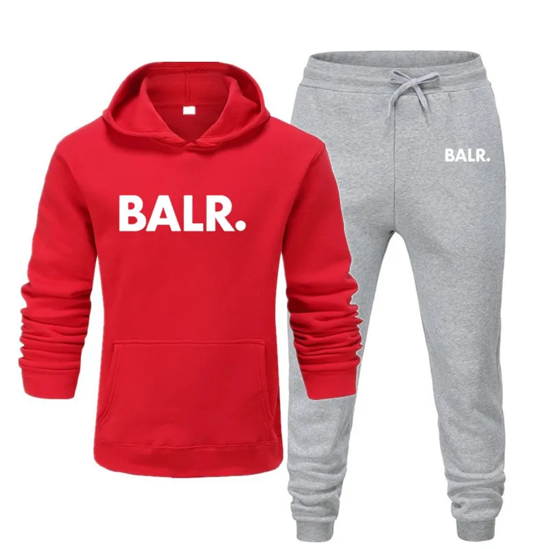 

Sports Fitness BALR Men Women Set Hoodies+Pants Two Pieces Set Autumn Winter Hooded Tracksuit Male Sportwear Gym Sudadera Hombre