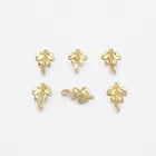 Новое поступление! Соединитель в форме листьев из настоящего золота для изготовления сережек, фурнитуры и компонентов, 25x15 мм, 50 шт.