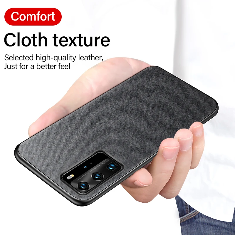 ultra thin cloth texture magnetic holder phone case for huawei p40 p30 p20 p10 lite mate 30 20 pro luxuy silicone fabric cover free global shipping