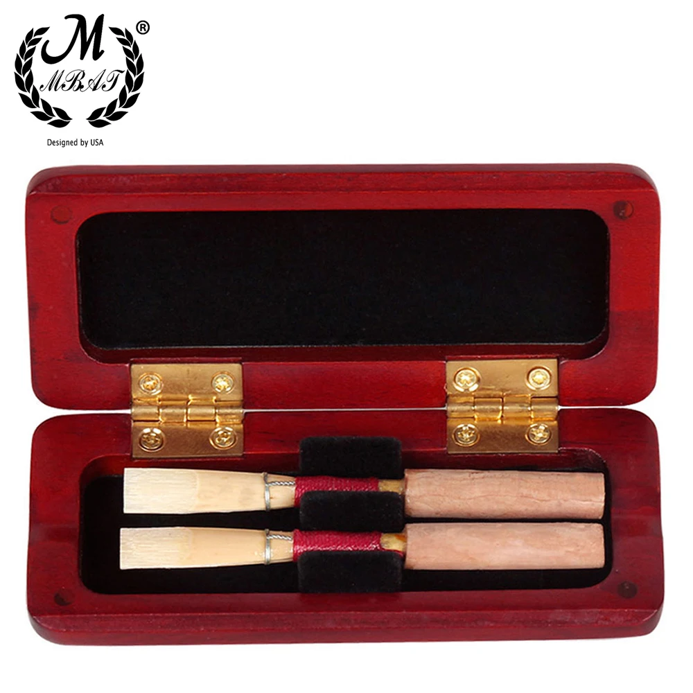 

M MBAT High Quality Solid Maple Wooden Oboe Reed Case Holder Box for 2 Pieces of Reeds Portable Woodwind Accessory