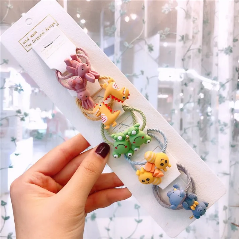 Женские Мультяшные эластичные резинки для волос с цветами фруктами животными