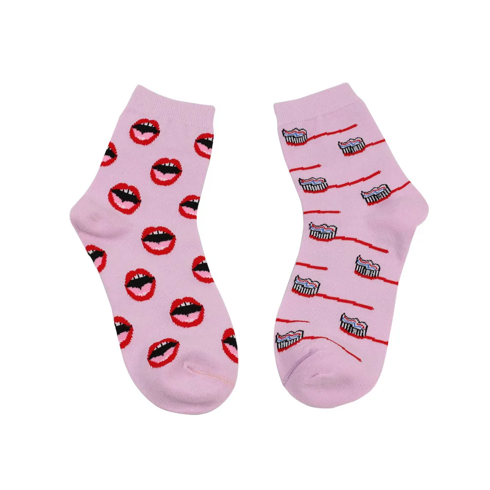 

Women Socks Teeth And Toothbrush Print Keep Warm Cotton Skateboard Sock Comfortable Floor Funny Socks 2020 Sock #W