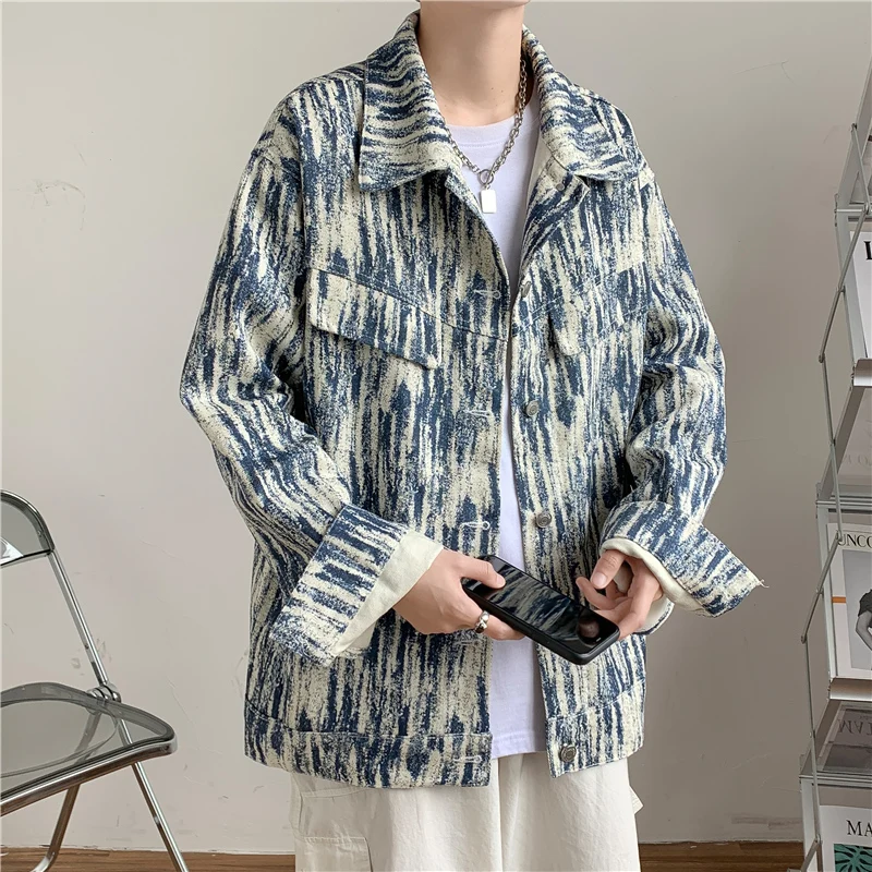 

2021 Hip-hop style Men spring high quality Casual Jackets/Male Loose and comfortable Tie-Dye Leisure Coat Plus size S-2XL