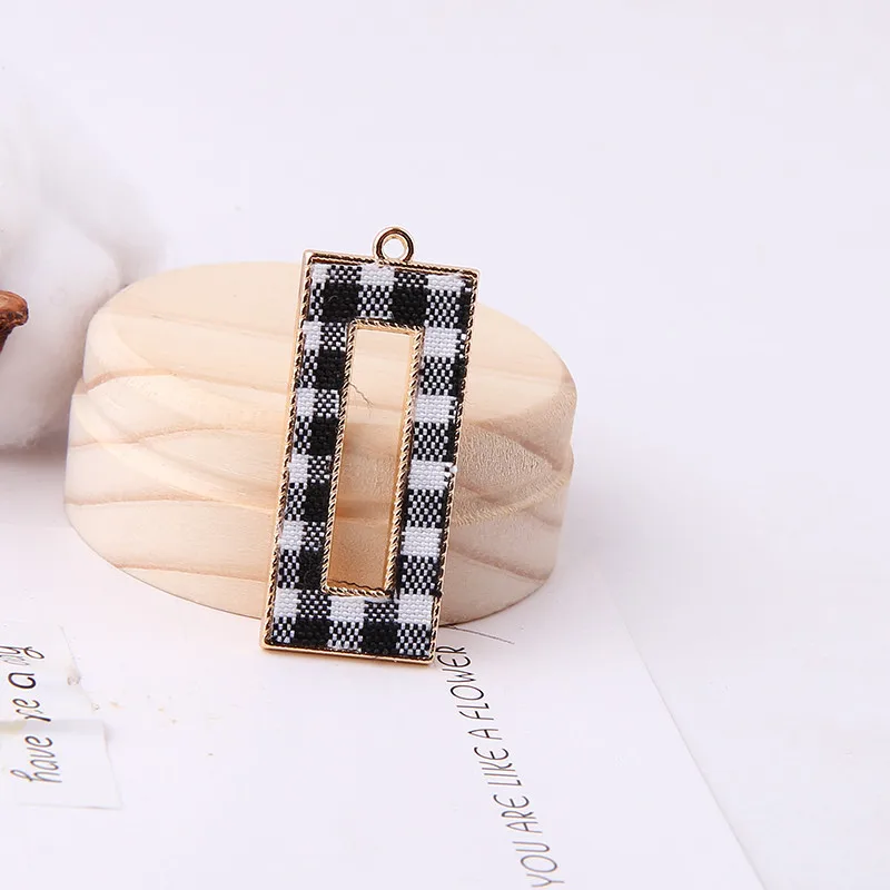 10 шт 2020 новый дизайн модные ткани клетчатые прямоугольные круглые серьги в форме
