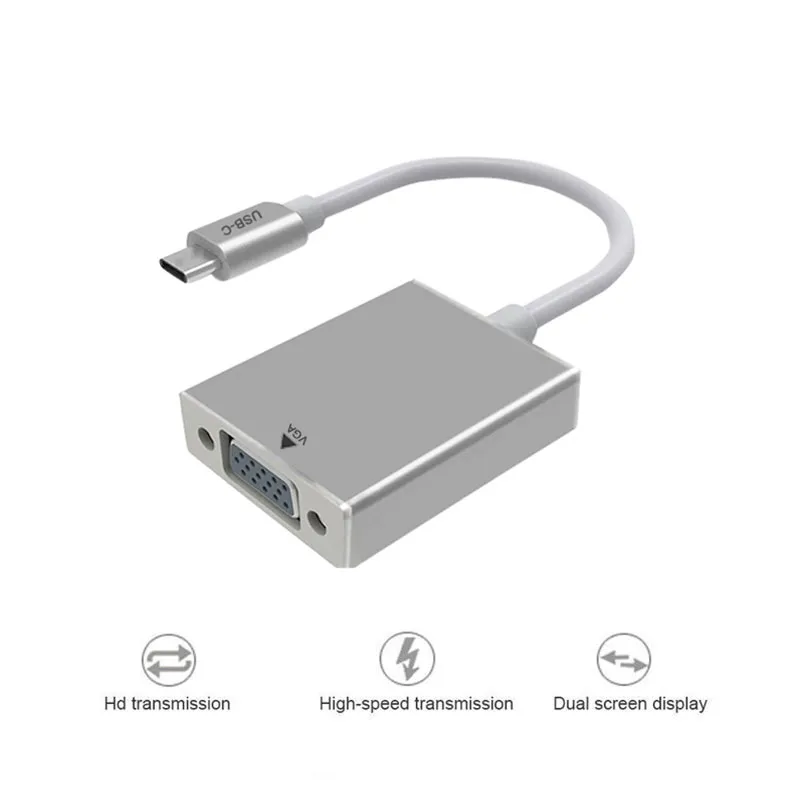 Адаптер SZBITC USB C на VGA переходник Type female для Macbook Chromebook Pixel Lumia 950XL Galaxy S8/9 1080P|Кабели VGA|