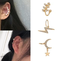 1 piece punk metal copper clip on earrings for women no pierced star lightning u shape wrap ear cuf non piercing ear jewelry