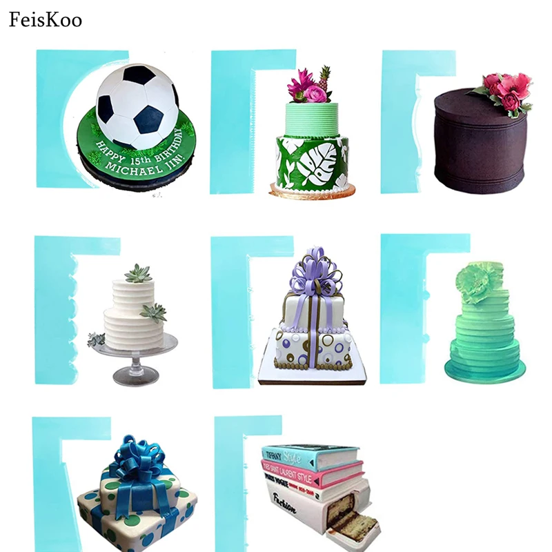 8 шт. инструменты для украшения тортов гребень глазури скребок торта текстура