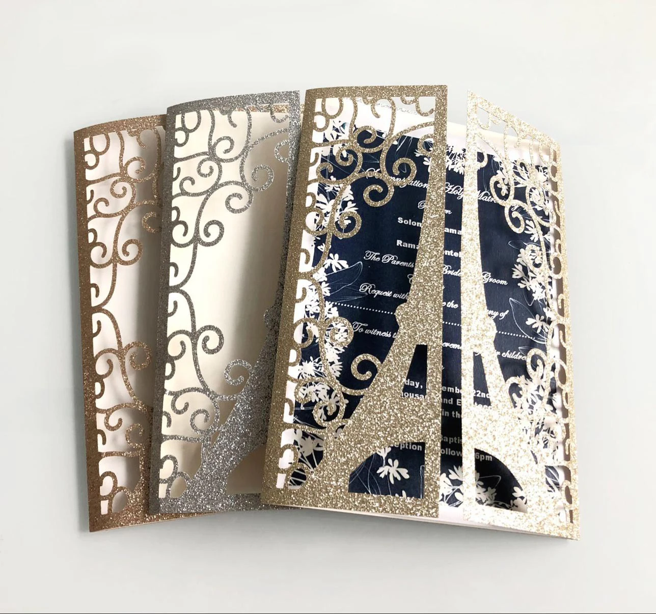

200x Shiny hollow wedding invitation, holiday card cover, high-end party, banquet invitation cover