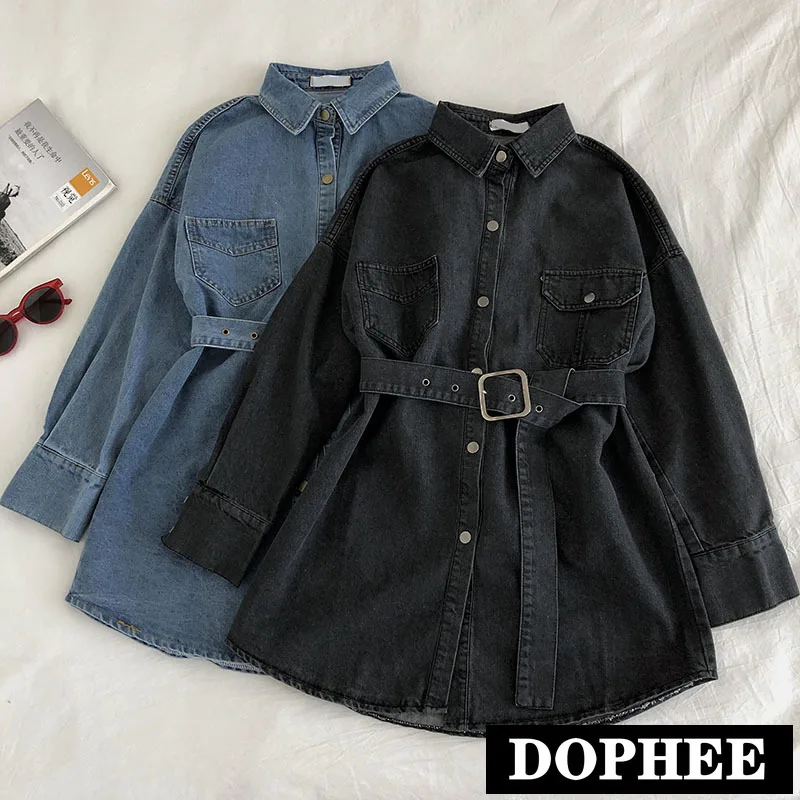 Новинка весеннее женское однобортное джинсовое платье средней длины со