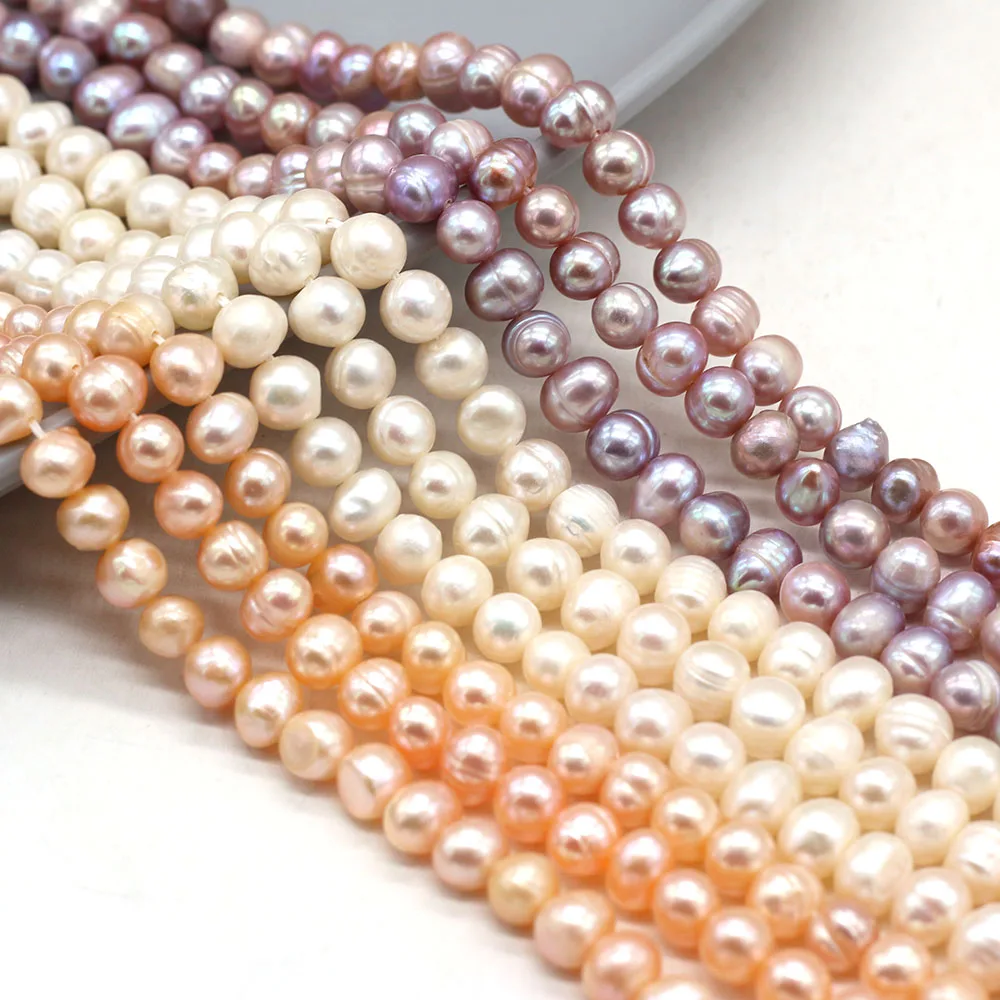 

100% натуральный пресноводный жемчуг, почти круглые бусины 36 см, нитка 5-6 мм для изготовления ювелирных изделий, ожерелий