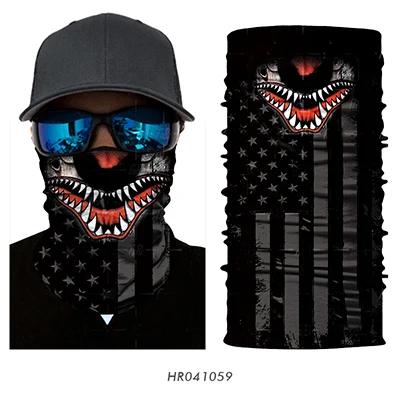 059 3D Skull Seamless Magic Neck Gaiter Skeleton Face Mask Shield Running Cycling Fishing Bike Bandana Headband Tube Scarf Men Women - Цвет: 059