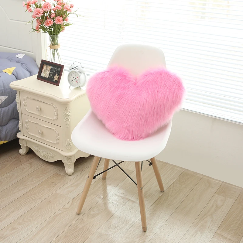 OIMG пушистая наволочка для подушки Чехол с сердцем однотонная розовая Осенняя