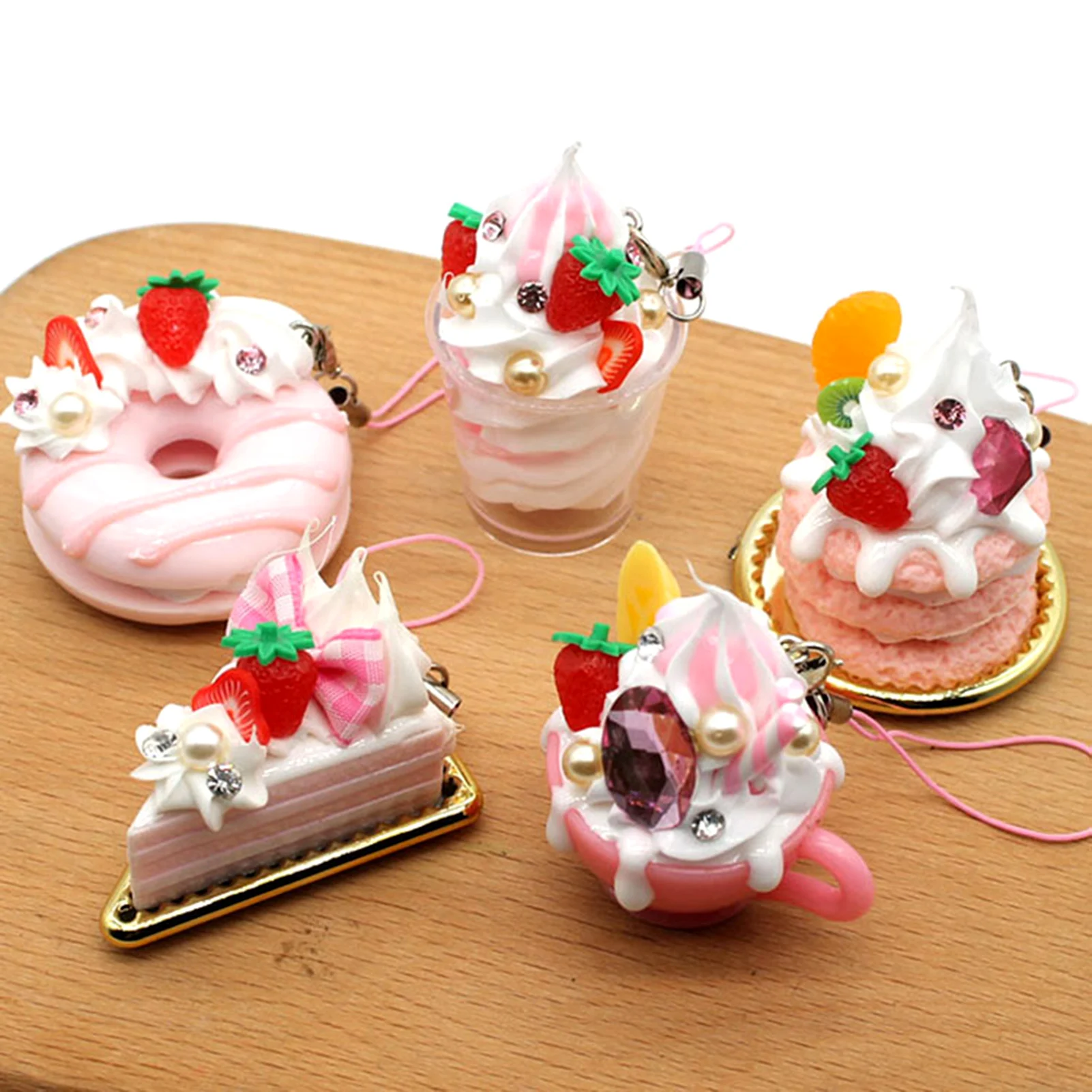 

Simulation Strawberry Cake Keychain Pendant Mobile Phone Strap Bag Accessories