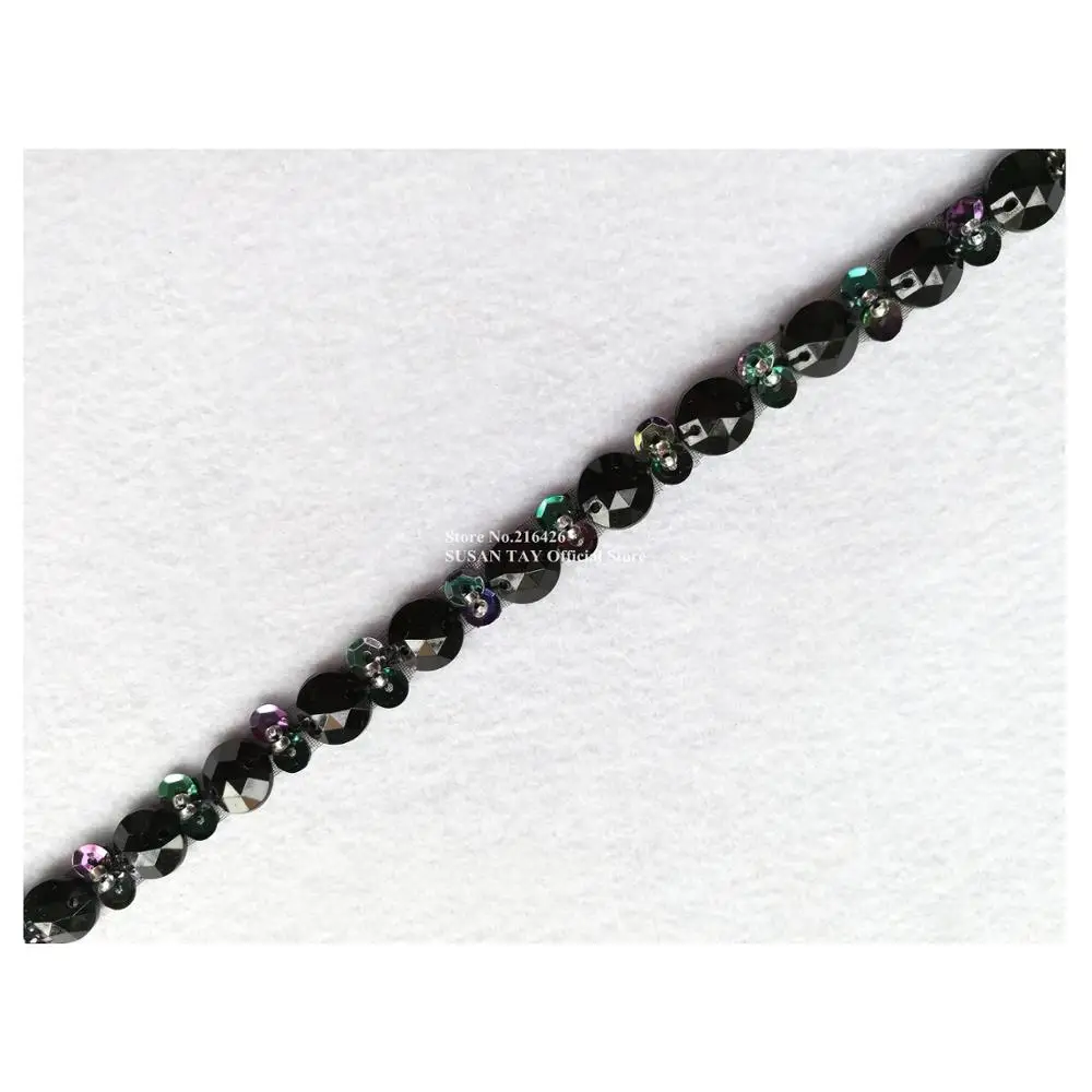 1 ярд х Новинка пришивное черное платье ручной работы с бисером и блестками