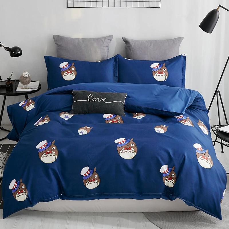 

Japanese TOTORO Bedding Set Duvet Cover Set Pillowcase Home Textiles 2/3pcs Bed Linen King Queen Size Dropship