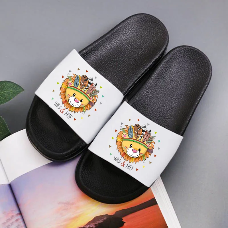 

wild free lion Summer Slippers For Women Soft Sole Bathroom Shower Beach Casual Shoes Female Couple Indoor Home Slippers Slides