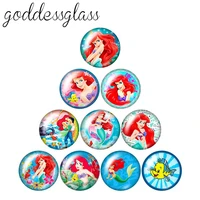 disney the little mermaid princess ariel 10pcs 12mm18mm20mm25mm round photo glass cabochon flat back necklace making findings