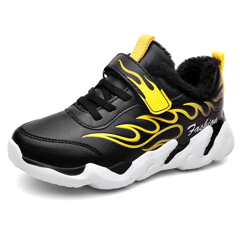 Зимние Детские кроссовки Детская водонепроницаемая кожаная спортивная обувь