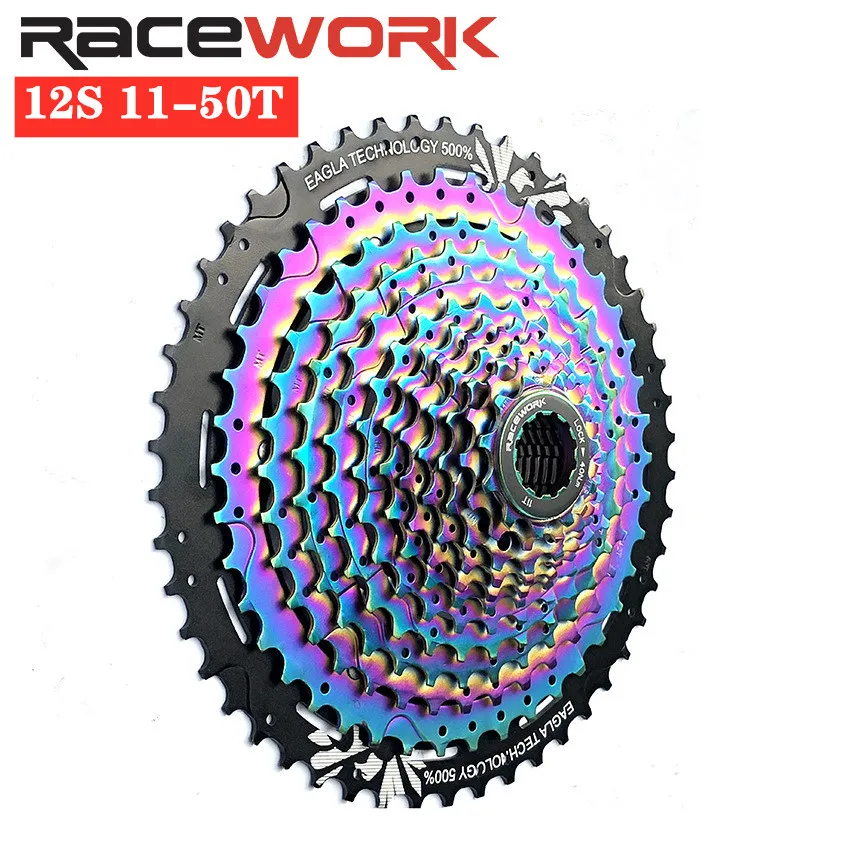 

RACEWORK MTB Mountain Bike Freewheel Ultralight High-Carbon Steel Colorful 12S 11-50T Cassette Freewheel 590g