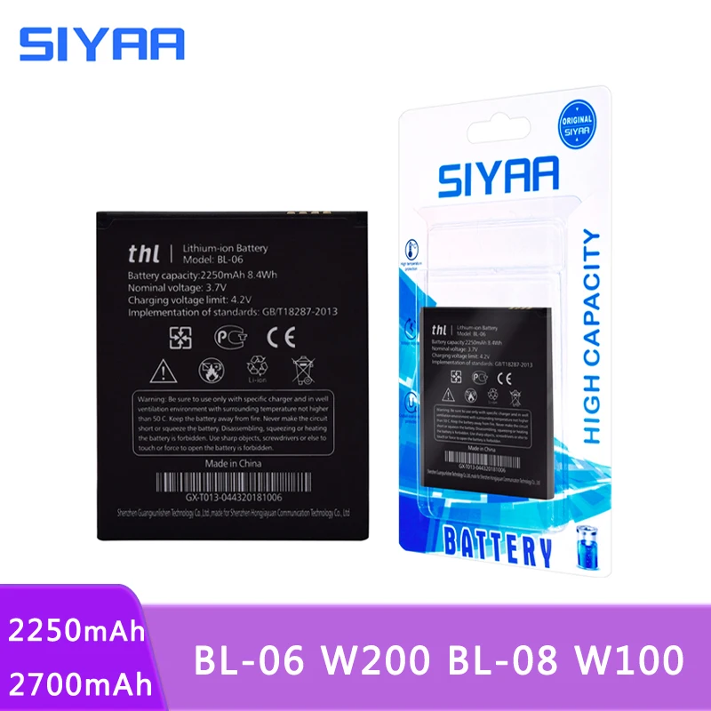 BL-06 W200 BL-08 W100 мобильный телефон с внешним аккумулятором Батарея BL06 BL 06 для THL T6 Pro T6C T6S W200 W200S W200C A W100 W100S