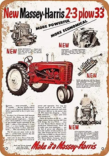 

1953 Massey-Harris Tractors Metal Tin Sign 12 X 8 Inches Retro Vintage Decor