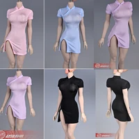 16 knitted stretch cheongsam split skirt women dress model fit 12 action figure doll in stock clothes accessories