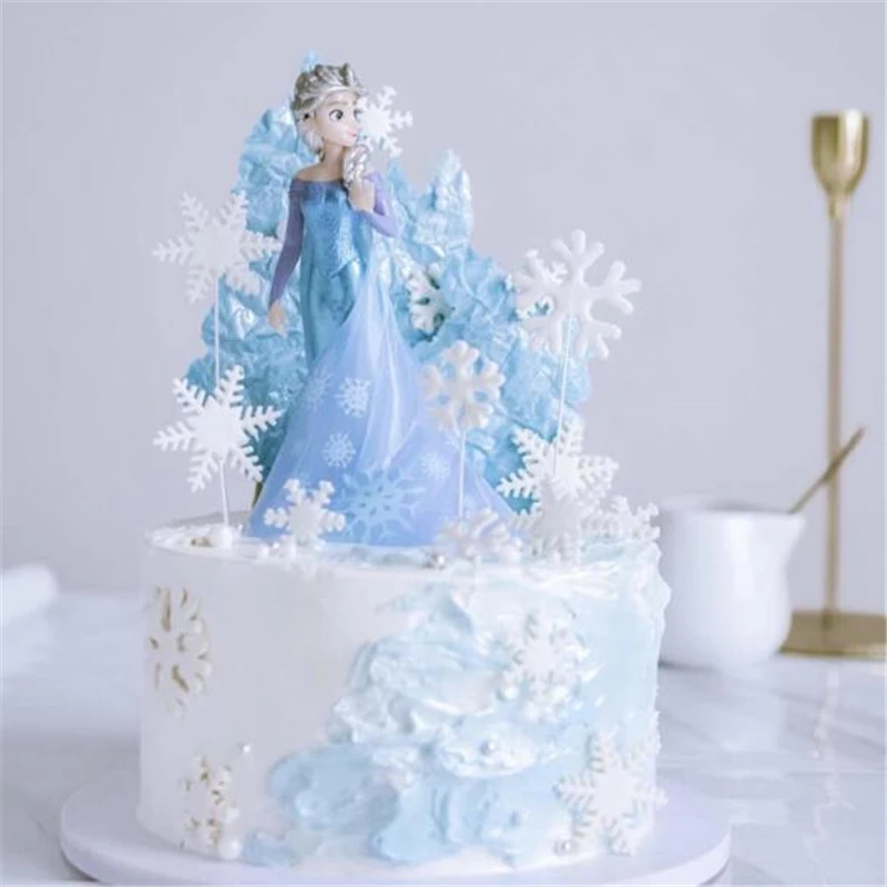 Disney Frozen Cake Decoration Queen Ice Elsa Princess Decor Figurines DIY Dessert Ornament Standing Miniatures Home Decoration