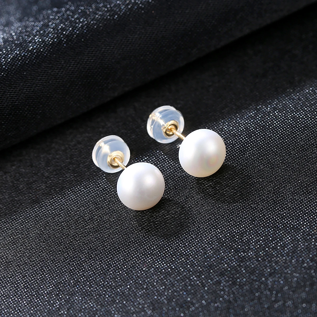 

SANYU 18k Pearl Stud Earrings 7-7.5mm Natural Freshwater Pearl & Pure 18k Yellow Gold Earrings White/Pink/Purple/Gold/Black