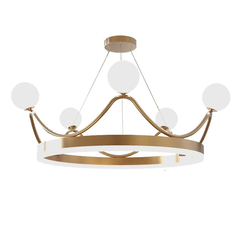 

Unique Crown Design Lustre Gold G9 Led Chandeliers Adjustable Cable Pendant Lighting Glass Globe Chandelier Lighting Fixtures