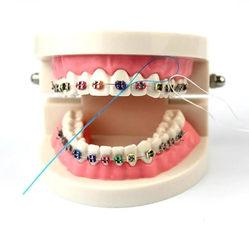 Цветной случайный стоматологический для ротовой полости нить Threader flossing игла игрушка износ свинцовые обручи для коррекции через свинцовые подтяжки стальная зубная тяга