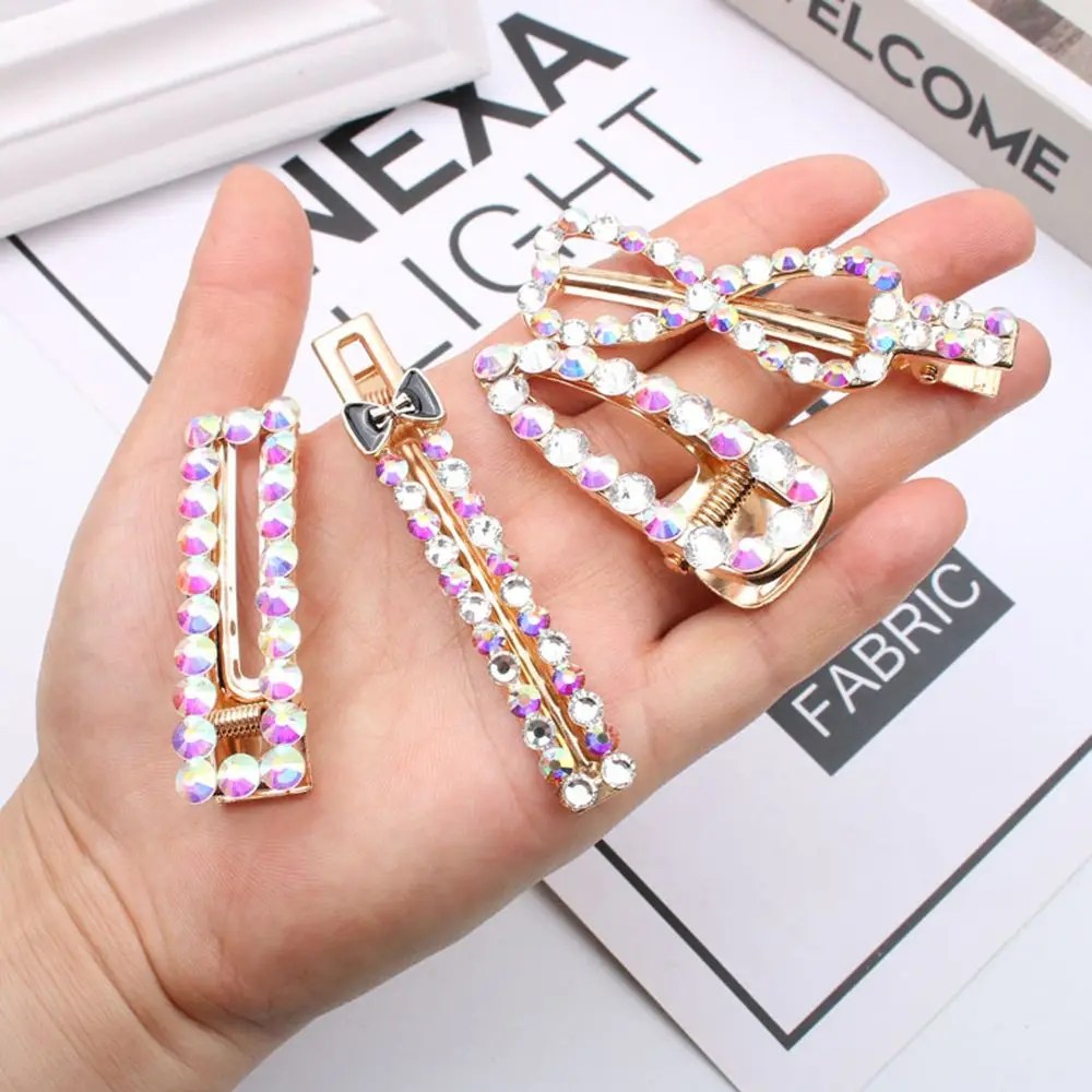 Блестящие стразы заколка для волос женщин и девочек геометрические заколки