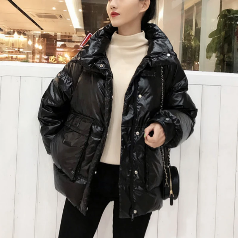 

5 Colors Women Causal Down Jacket Winter Warm Duck Feather Bright Waterproof Coat