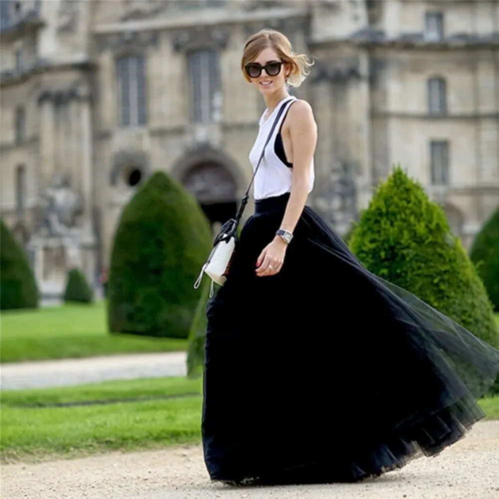 

3 Layers Maxi Long Tulle Skirt Vintage Bouffant Puffy Fashion Skirt Elegant Princess Fairy Style Tutu Skirts