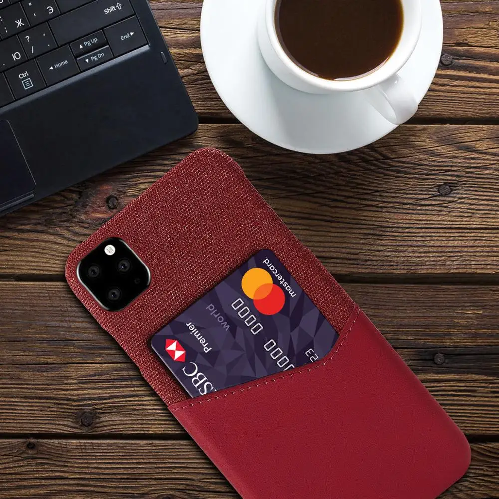 DUSH Leather Card Case Phone Cover For iphone 11 / Pro/ Max New Ultra-thin Protective Fitted Coque Shock Proof |