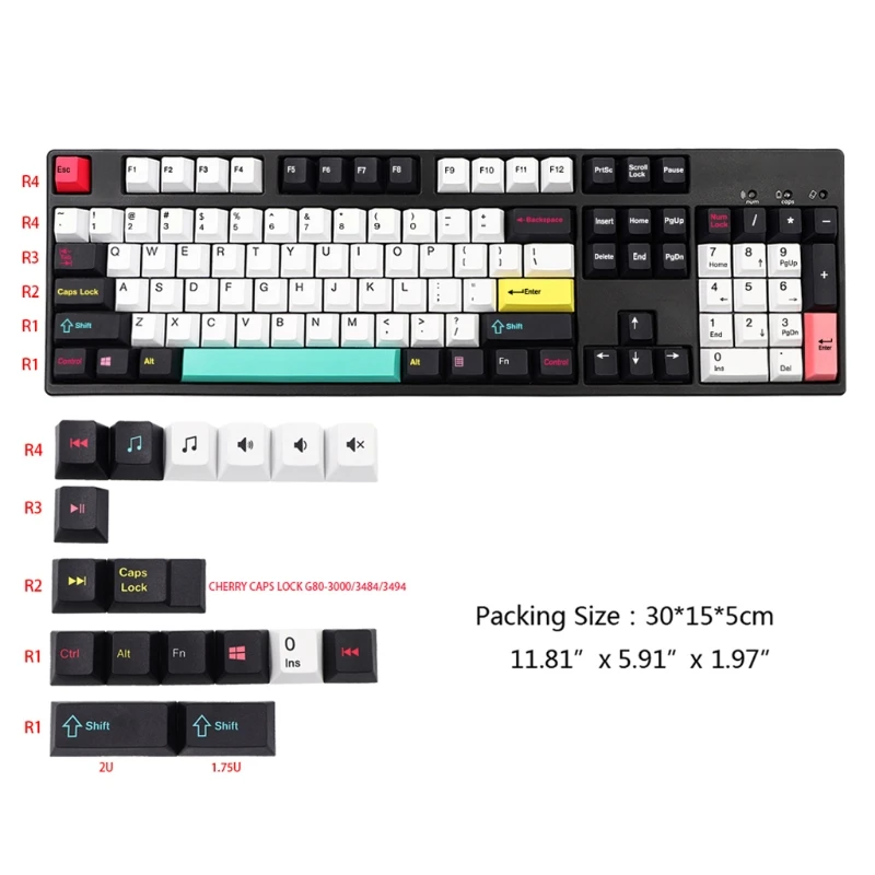 

1 Set Mechanical Keyboard Keycaps Cherry Profile 121 Keys Dye Subbed KeyCaps Compatible Cherry MX GK61 64 84 Tkl87 98 104 MX