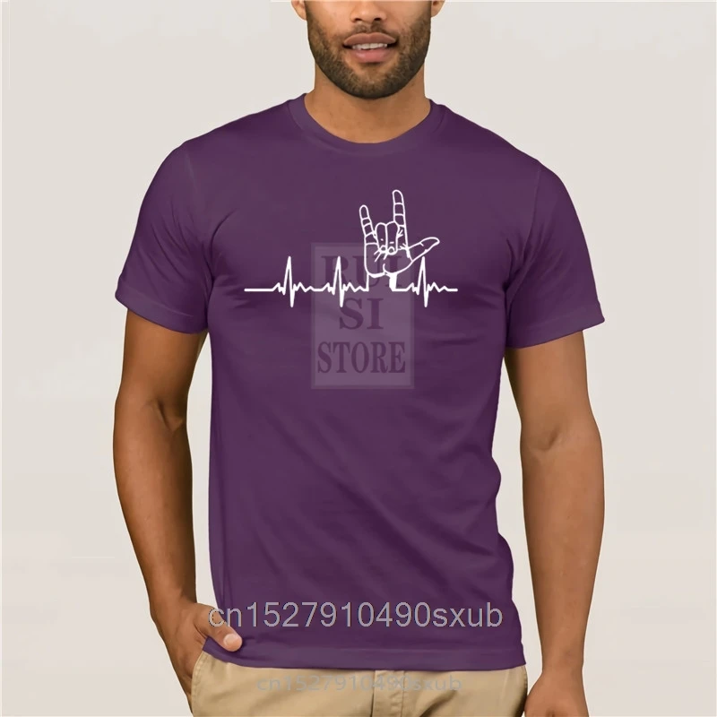 

t shirt for men sign language gifts Sign language heart beat sun men Trendy Creative Graphic T shirt Top