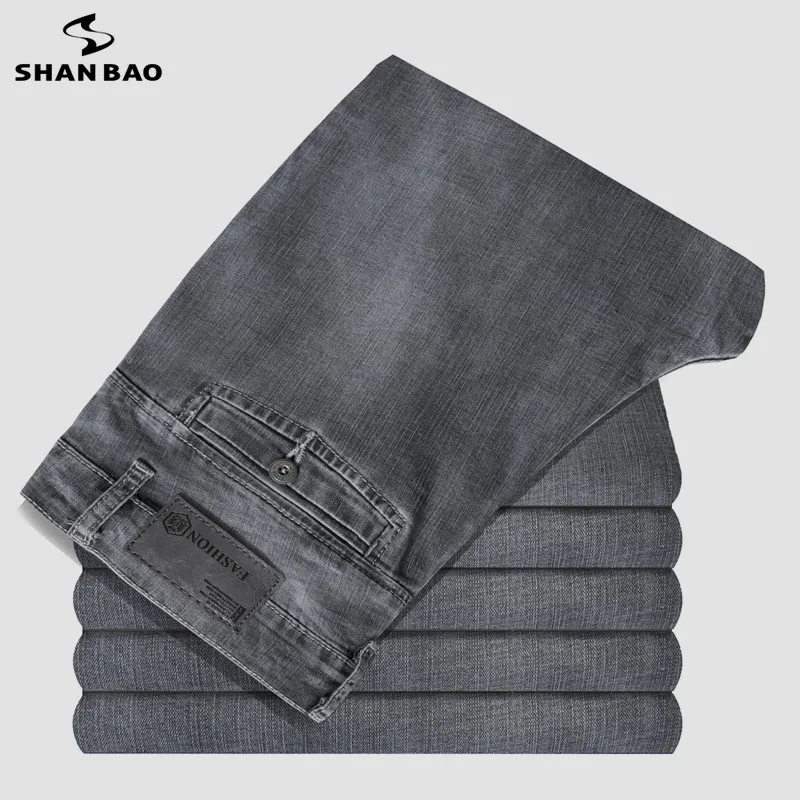 

2021 new Classic Pocket Gray Jeans 2021 Spring Brand Business Casual Men's Fitted Straight High Quality Cotton Denim Jeans