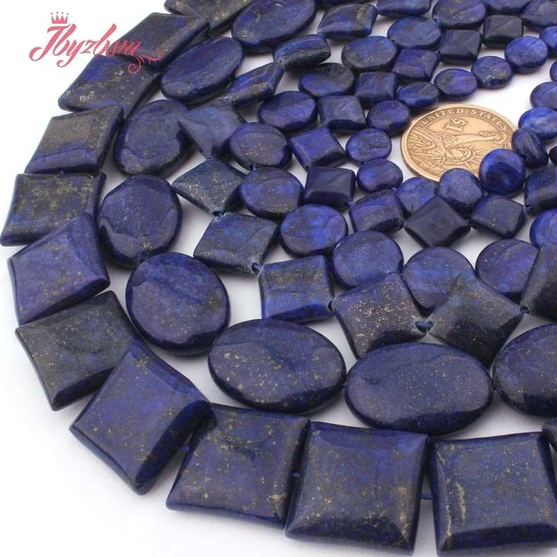 

Coin Oval Square Rondelle Loose Beads Blue Lapis Lazuli Stone Spacer Beads for DIY Accessories Women Men Jewelry Making 15"