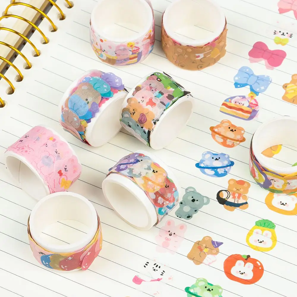 

100Pcs/Roll Washi Tape Tearable Sticky Paper Scrapbooking Sticker Diary Label Stationery Decorative Adhesive School Supplies