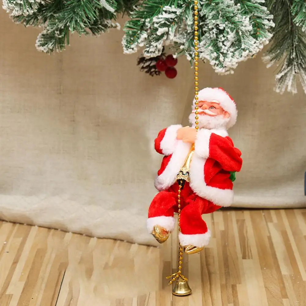 

Electric Santa Claus Riding Deer Doll Toy Climbing Ladder Toy Xmas with Music Creative New Year Christmas Decoration Kid Gift