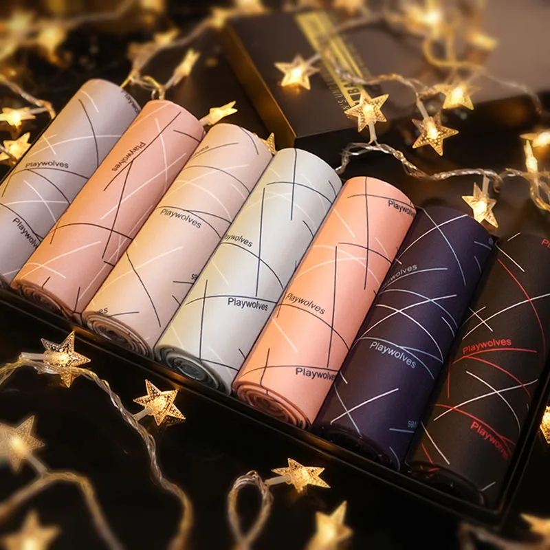 7PCS/Lot Men'S Underwear Men'S Boxer Pants Modal Lightweight Comfortable Breathable Print Men'S Mid-Waist Boxer Boxer Mail Pouch