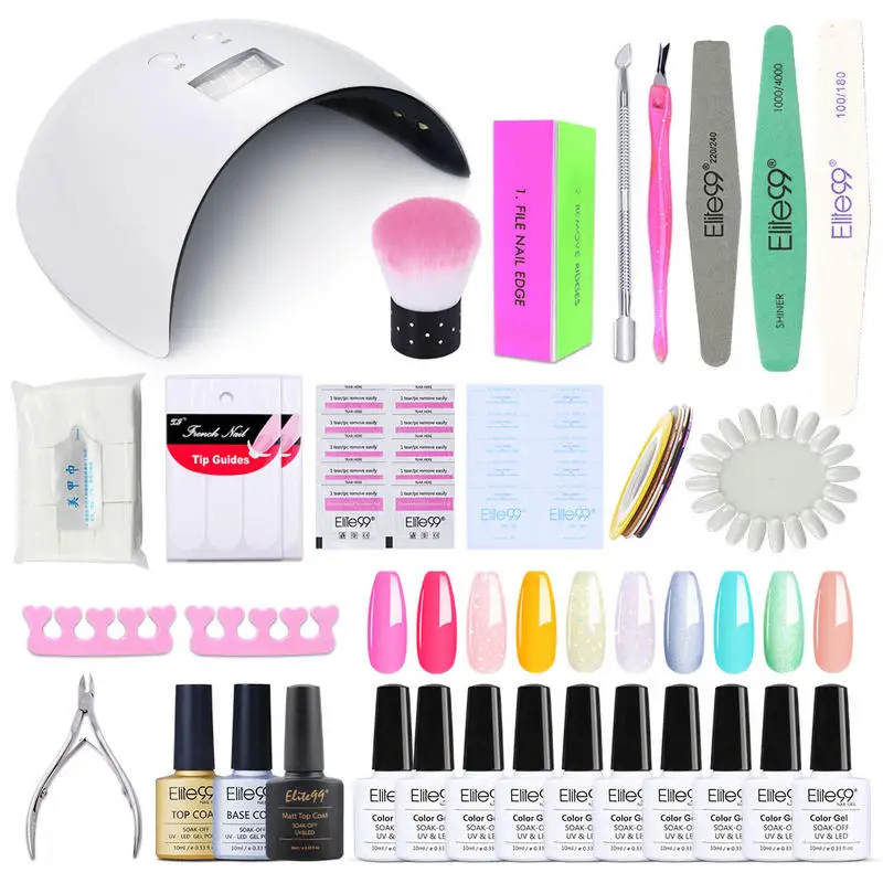 Elite99 Nail Set UV LED Lamp Dryer With 13pcs Gel Polish Kit Soak Off Manicure Tools electric drill For | Красота и здоровье