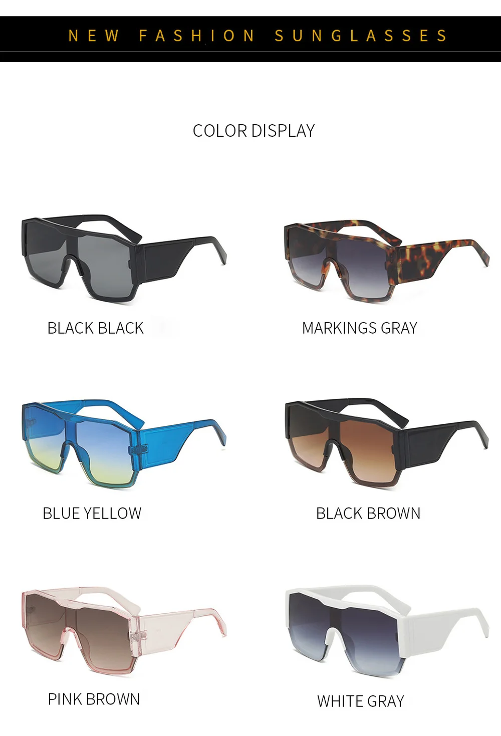 

2021 New Brand Gradient Lenses Oversized Siamese Sunglasses Men No Polarized Sport Goggle PC Frame Eyewear UV400 Protection Eye
