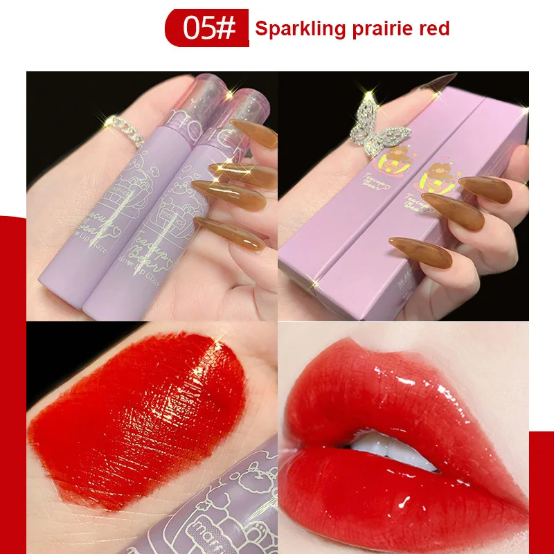 

Lip Glaze Glass Shimmer Lip Gloss Long Lasting Moisturize Liquid Lipstick Jelly Lip makeup Beauty Cosmetics TSLM
