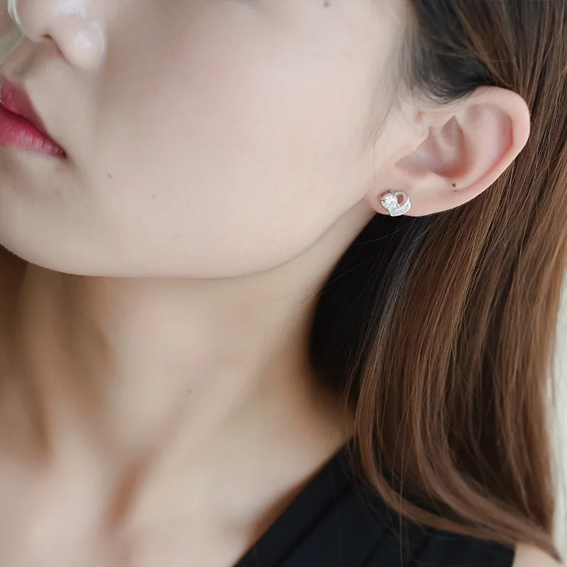 

Geometric Top Grade 925 Sterling Silver AAA Cubic Zirconia Stud Earrings Brincos Jewelry