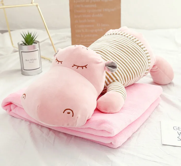 Hippo Одеяло 100x160 см с мультяшными животными, фланелевое одеяло с подушкой, покрывало на диван, кровать для путешествий, Флисовое одеяло Manta - Цвет: Hippo