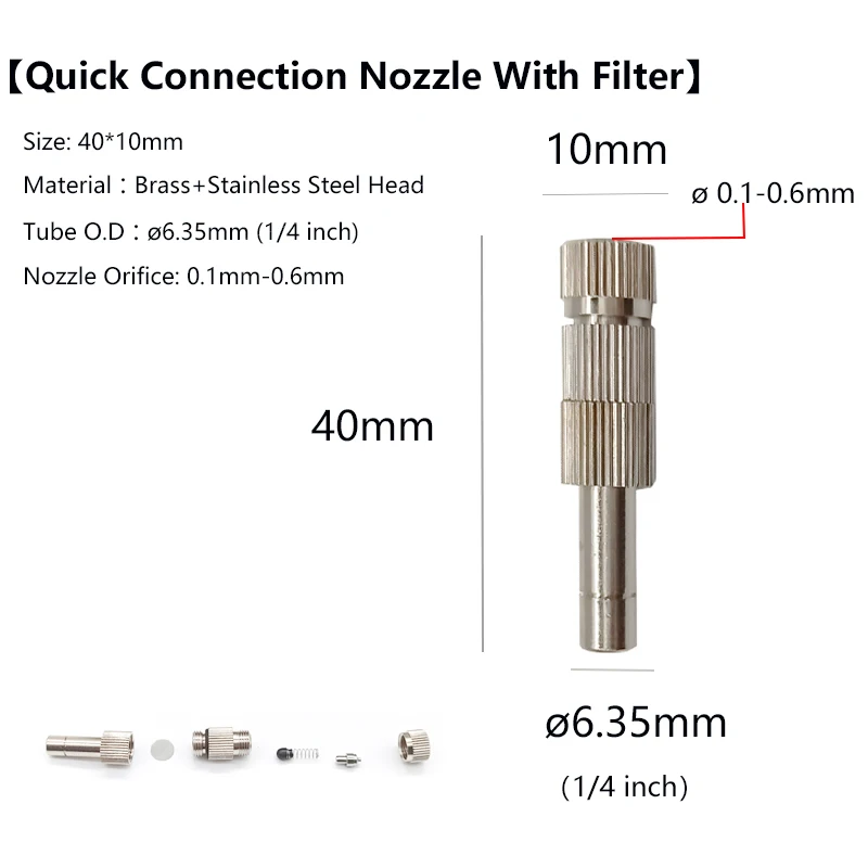 

5PCS High Quality 5-15bar 6mm Quick Slip Lock Nozzle With Filter